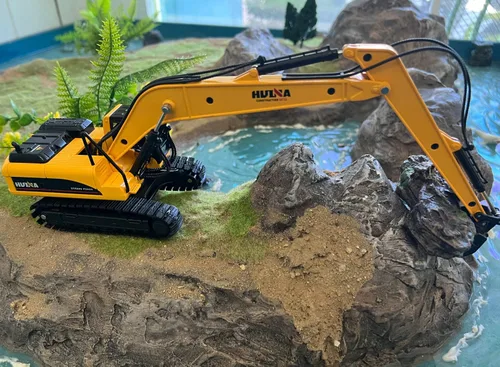Miniatura 3 de Gemini&Genius Juguete de excavadora de largo alcance para niños, juguetes de excavadora de vehículos de construcción resistente, compartimento