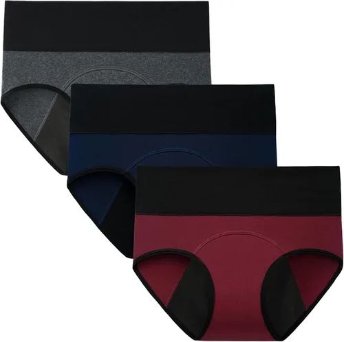 Miniatura 9 de INNERSY Ropa Interior para Período Menstrual para Mujeres, Antiderrames, de Cintura Alta, de Algodón, Pack de 3