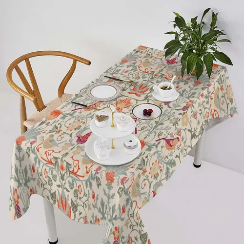 Miniatura 12 de Mantel de Mesa William Morris, Diseño Original William Morris Rústico de Granja Familiar con Estampado Étnico Mínimo para Decoración de Fiesta