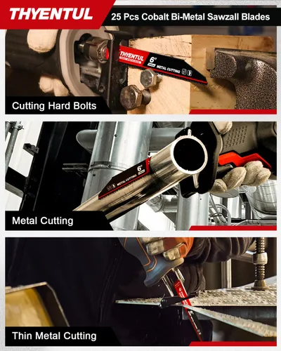 Miniatura 6 de Paquete de 25, 15 cm, 14/18 TPI, Hojas de sierra Sawzall de desmontaje automático de cobalto bi-metal para metal, Hojas de sierra alternante de 15