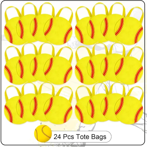 Miniatura 7 de Shihanee 24 Piezas Bolsas de Favor de Fiesta de Sóftbol Bolsas de Dulces Temáticas de Pelota Bolsas de Golosinas para Juegos Deportivos Bolsas