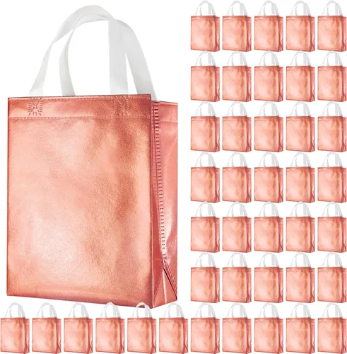 Miniatura 18 de BLEWINDZ 100 bolsas de regalo reutilizables medianas con asas - Ideales para obsequios de fiestas y bolsas de compras (10 colores)