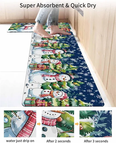 Miniatura 4 de Tapete de baño de muñeco de nieve de Navidad para bañera, antideslizante, de secado rápido y absorbente, tierra de diatomeas, fregadero de ducha