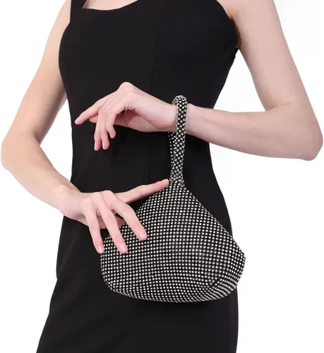 Miniatura 2 de Bolso de noche para mujer - Tamaño más grande mejorado, clutch de muñeca con diamantes de imitación completos brillantes para fiesta, boda, cita