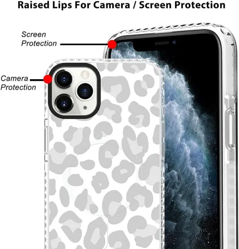 Miniatura 2 de SAKUULO Funda magnética para iPhone 11 Pro Max [Compatible con MagSafe] Patrón de Estampado de Leopardo Gris Claro Funda de Carga Inalámbrica