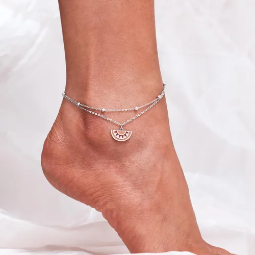 Miniatura 51 de CHIC & ARTSY Tobilleras de plata de ley S925 para mujer, pulsera de tobillo ajustable multicapa para playa, joyería de verano para mujer, de 10 a 11