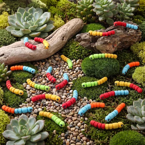 Miniatura 3 de 12 piezas impresas en 3D de gusano de caramelo agrio mini figura de animal articulada flexible para aliviar el estrés, figuras de animales