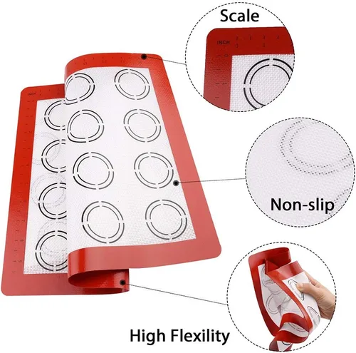 Miniatura 4 de LotFancy Tapete de silicona para hornear, paquete de 2 forros antiadherentes para hornear macarrones para galletas, masa rodante, pan y pastelería