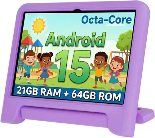Miniatura 10 de WXUNJA Tablet Android 15 Kids 2025, tabletas actualizadas de 10.1 pulgadas con procesador Octa-Core, batería de 6000 mAh, espacio para niños, Azul