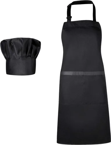Miniatura 11 de SATINIOR Disfraz de chef de 2 piezas para mujeres y hombres, juego de delantal para adultos, delantal de panadero, sombrero para cocinar y cosplay