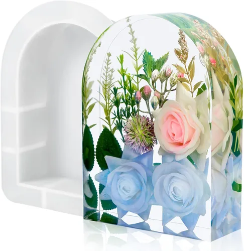 YOILES Moldes de resina de silicona, molde de fundición de resina epoxi para preservación de flores, sujetalibros y arte de bricolaje (arco)