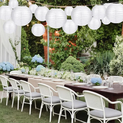 Miniatura 5 de Faroles de papel blanco redondos chinos para fiestas, decoración del hogar y bodas, varios tamaños de 6 pulgadas, 8 pulgadas, 10 pulgadas, 12