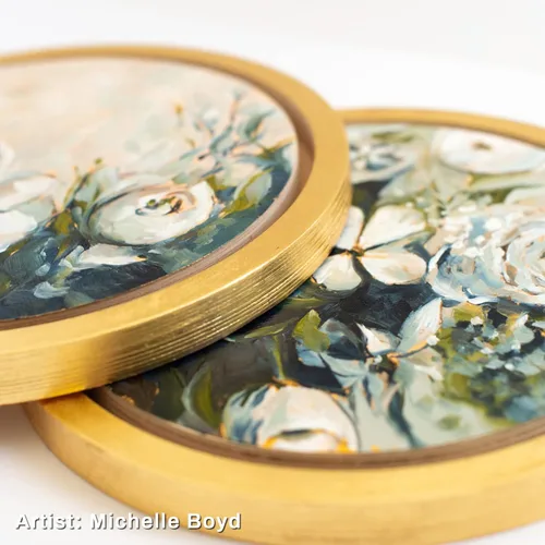 Miniatura 5 de Trekell Lienzo de madera flotante – Tablero de arte redondo de abedul báltico sin acabar, tablones para pintura, suministros y materiales de grado