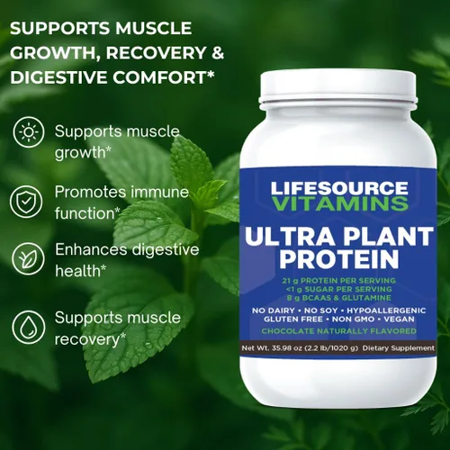 Miniatura 2 de LifeSource Ultra Plant Protein - Proteína vegana cruda a base de plantas, chocolate, 2.2 libras