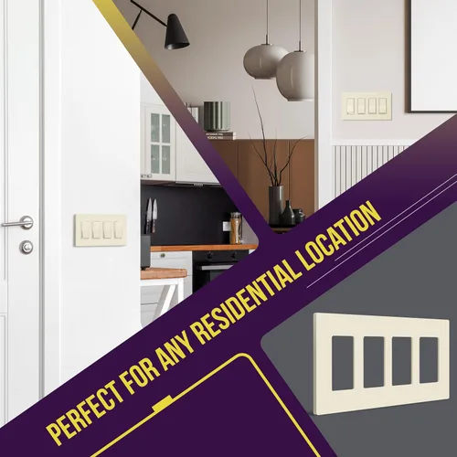 Miniatura 4 de ENERLITES Placas de pared decorativas sin tornillos, cubiertas de salida seguras para niños, tamaño 4 posiciones, 4.68 pulgadas de alto x 8.30