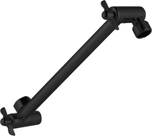 Brazo de extensión de cabezal de ducha, brazo de ducha de latón macizo de 11 pulgadas con conexión universal a cabezales de ducha, fácilmente Negro
