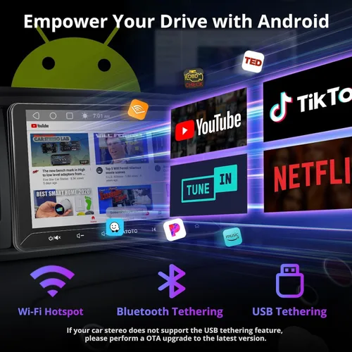 Miniatura 2 de ATOTO A5L 10 pulgadas Android doble DIN estéreo y cámara de respaldo, CarPlay inalámbrico y Android Auto, conexión Wi-Fi/USB, pantalla táctil QLED