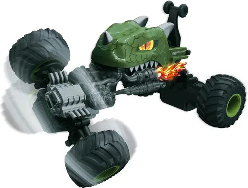 Miniatura 2 de LEXiBOOK, Crosslander® Dino, coche de dinosaurio con control remoto, hasta 6.2 mi/h, Trucos locos, lanzamiento, giroscopio integrado, efectos