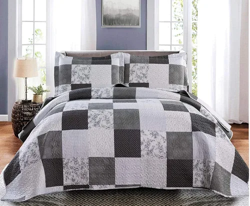 Miniatura 18 de Juego de edredón tamaño Queen, colcha a cuadros, cubrecama Queen, edredones Queen de retazos, ropa de cama para hombres colección a cuadros, colcha