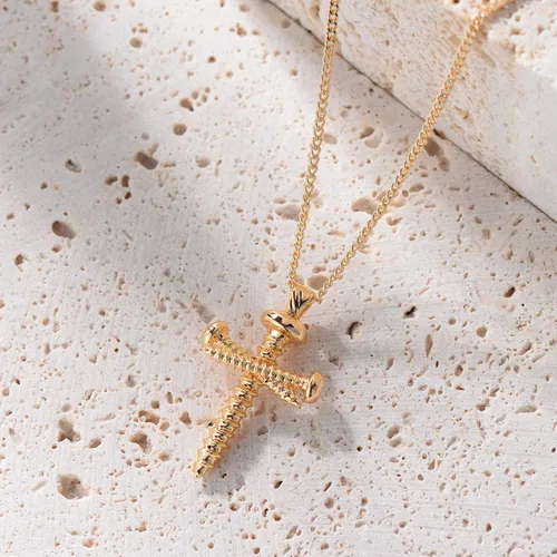 Miniatura 166 de Fettero - Collar con dije de cruz de fe, chapado en oro de 14 K, cadena fina, minimalista, simple, pequeña, para oración, regalo de joyería religiosa