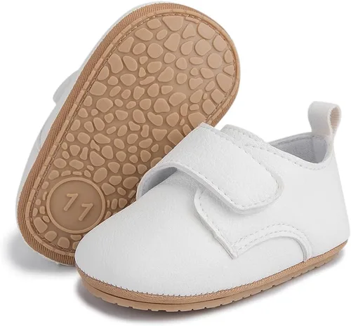 HsdsBebe - Zapatos Oxford para bebés, niños y niñas, de cuero sintético con suela suave de goma, tenis antideslizantes, botas de tobillo para niños