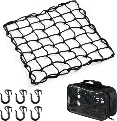 CZC AUTO Red de carga de látex de 15 x 15 pulgadas / 38.1 x 38.1 cm., color negro, elástica a 30 x 30 pulgadas / 76.2 x 76.2 cm., para equipaje,