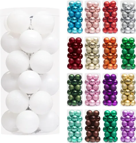 Miniatura 51 de XmasExp - Juego de 24 adornos de bola de Navidad mini irrompibles, adornos para árbol de Navidad, bolas de árbol de Navidad de 30 mm/1.18 pulgadas