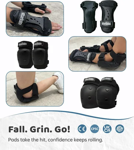 Miniatura 3 de Rodilleras y coderas con protectores de muñeca Simply Kids, tecnología HardSoft. Juego de equipo de protección certificado CPSIA. Rodilleras