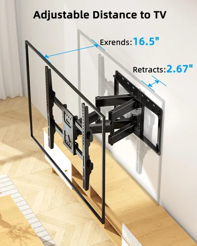 Miniatura 6 de HOME VISION Soporte de pared para TV de movimiento completo con soporte de barra de sonido para televisores de 32 a 70 pulgadas, brazos dobles