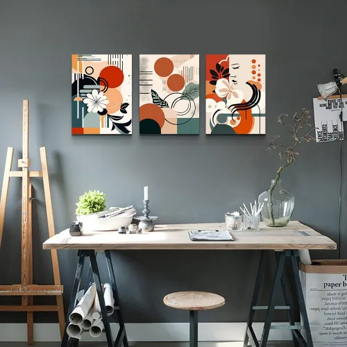 Miniatura 4 de MHARTK66 Lienzo decorativo para pared para dormitorio y sala de estar, pintura de pared de flores boho y vintage, arte abstracto, listo para colgar