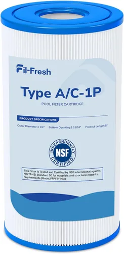 Fil-fresh 1 Pack Type A or C Pool Filters Cartridge Compatible with Intex Krystal Clear 530/1000/1500 GPH Filter Pump, Replaces Intex Type A or C,