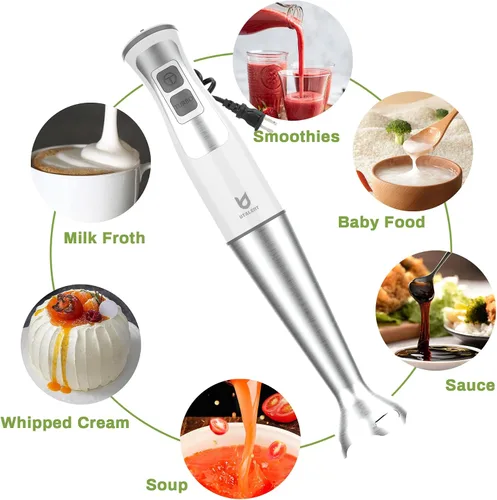 Miniatura 5 de Batidora de mano de inmersión UTALENT, 3 en 1, 8 velocidades, batidora de brazo con espumador de leche, batidor de huevos para batidos, espuma