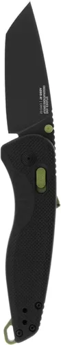 SOG Aegis at Tanto - Cuchillo de apertura plegable de bolsillo para exteriores, bloqueo ambidiestro at-XR con mango ergonómico, hoja de acero D2,