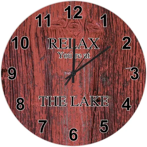 Miniatura 29 de UFunhome Reloj de pared de granja Lake Relax You're at The Lake Silent Non-Ticking Vintage Country reloj de grano de madera a pilas para el hogar