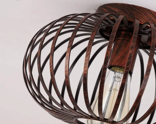 Miniatura 5 de Fivess Lighting Lámpara de techo rústica rústica de montaje empotrado, jaula de metal, semiempotrada, para pasillo, sala de estar, dormitorio, Negro