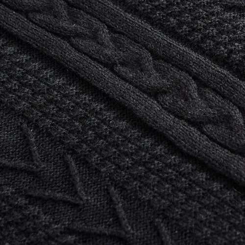 Miniatura 3 de Longhui bedding Manta de punto trenzado acrílico negro de 50 x 63 pulgadas, gruesa, suave, grande, acogedora manta de forro polar de punto