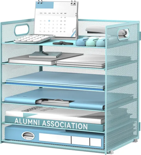 Miniatura 17 de Daltack Organizador de papel de 6 niveles para escritorio, organizador de bandejas de papel para escritorios, organizadores de archivos de Negro