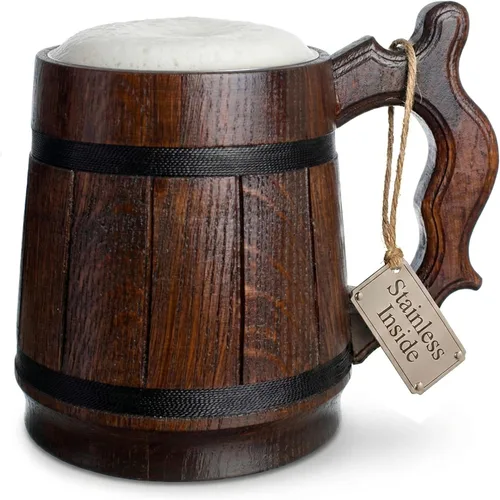 Miniatura 11 de Copa de acero inoxidable, hecho a mano, taza de cerveza, hombres, ecológica, recuerdo retro café Juego de 6 tazas retro marrón 20 onzas