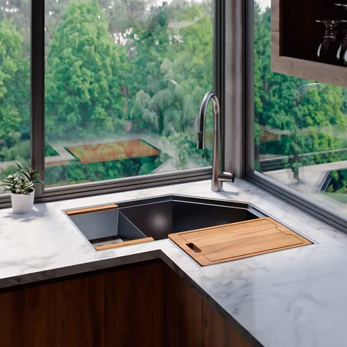 Miniatura 6 de Strictly Sinks Fregadero de Cocina Esquinero de 30 Pulgadas Bajo Encimera – Fregadero Mariposa Bajo Encimera de Acero Inoxidable Calibre 16