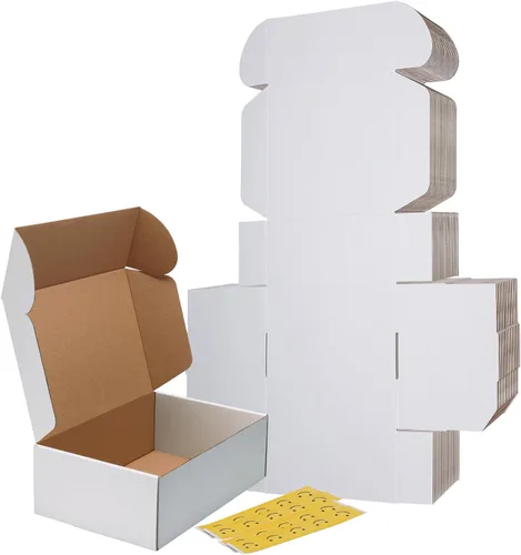 Miniatura 13 de RLAVBL Juego de 25 cajas de envío de 10 x 8 x 3, caja de cartón corrugado blanca para embalaje, correo, negocios Blanco