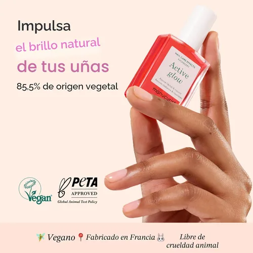 Miniatura 2 de Manucurist Active Glow - Esmalte de uñas de frambuesa y cuidado, corrector de uñas 2 en 1 ultra brillante, ingredientes a base de plantas: aceite