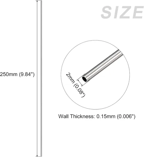 Miniatura 2 de METALLIXITY Tubo de acero inoxidable 304 (0.079 in de diámetro x 0.006 in de pared T x 9.843 in de largo), 8 piezas, tubo recto - para muebles