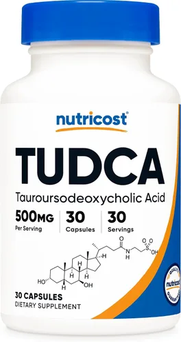 Nutricost Tudca 500 mg, 30 cápsulas (ácido tauroursodesoxicólico) - Calidad premium, sin gluten