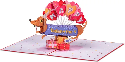 Miniatura 3 de Paper Love Tarjeta de feliz día de San Valentín, tarjetas de San Valentín 3D Pop Up Dog – Funda de 5 x 7 pulgadas – Incluye sobre y tarjeta de notas