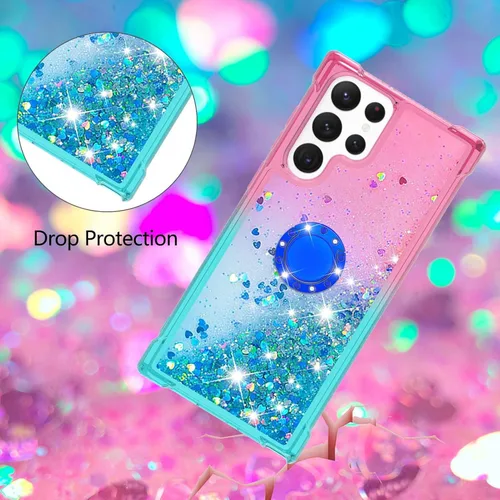 Miniatura 5 de Funda para Samsung Galaxy S22 Ultra, Gradient Quicksand Series Glitter Bling Flowing Liquid Flotante TPU Bumper Cushion Reforzado Corners Women