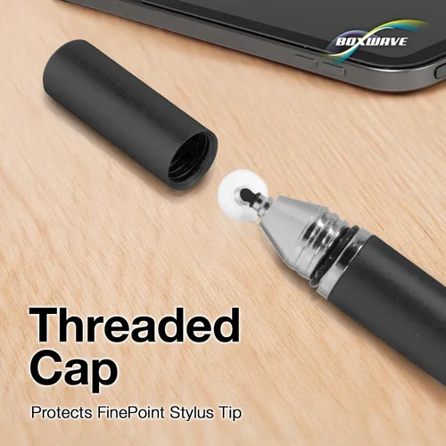 Miniatura 7 de BoxWave Lápiz óptico compatible con Lenovo Chromebook Duet, lápiz capacitivo FineTouch, lápiz capacitivo súper preciso, color negro azabache