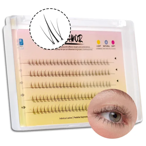 Miniatura 13 de Pestañas postizas 3D con volumen de ojo de gato, pestañas de banda transparente, aspecto natural, imitación de visón, tira invisible, pestañas