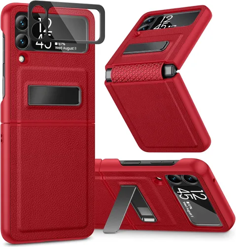 Miniatura 9 de Caka Compatible para Galaxy Z Flip 3 5G con soporte de patas, Funda para Z Flip 3 con protector de cámara, protección de bisagras y carga Negro