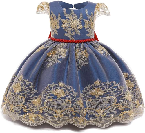 Miniatura 2 de NNJXD Vestido de princesa para bebé, con flores, para cumpleaños, bodas, fiestas