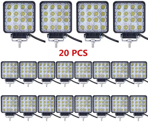 Miniatura 7 de Turboo - Barra de luz LED, 10 unidades de 4 pulgadas y 48 W, luces de trabajo cuadradas, luces LED todoterreno para camiones, vehículos todoterreno